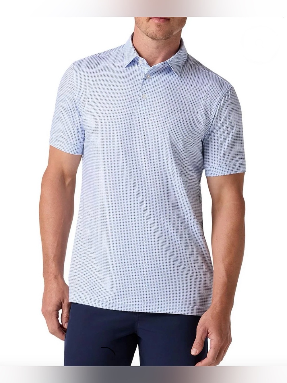 Mizzen+Main Light Blue Micro-Pattern Polo